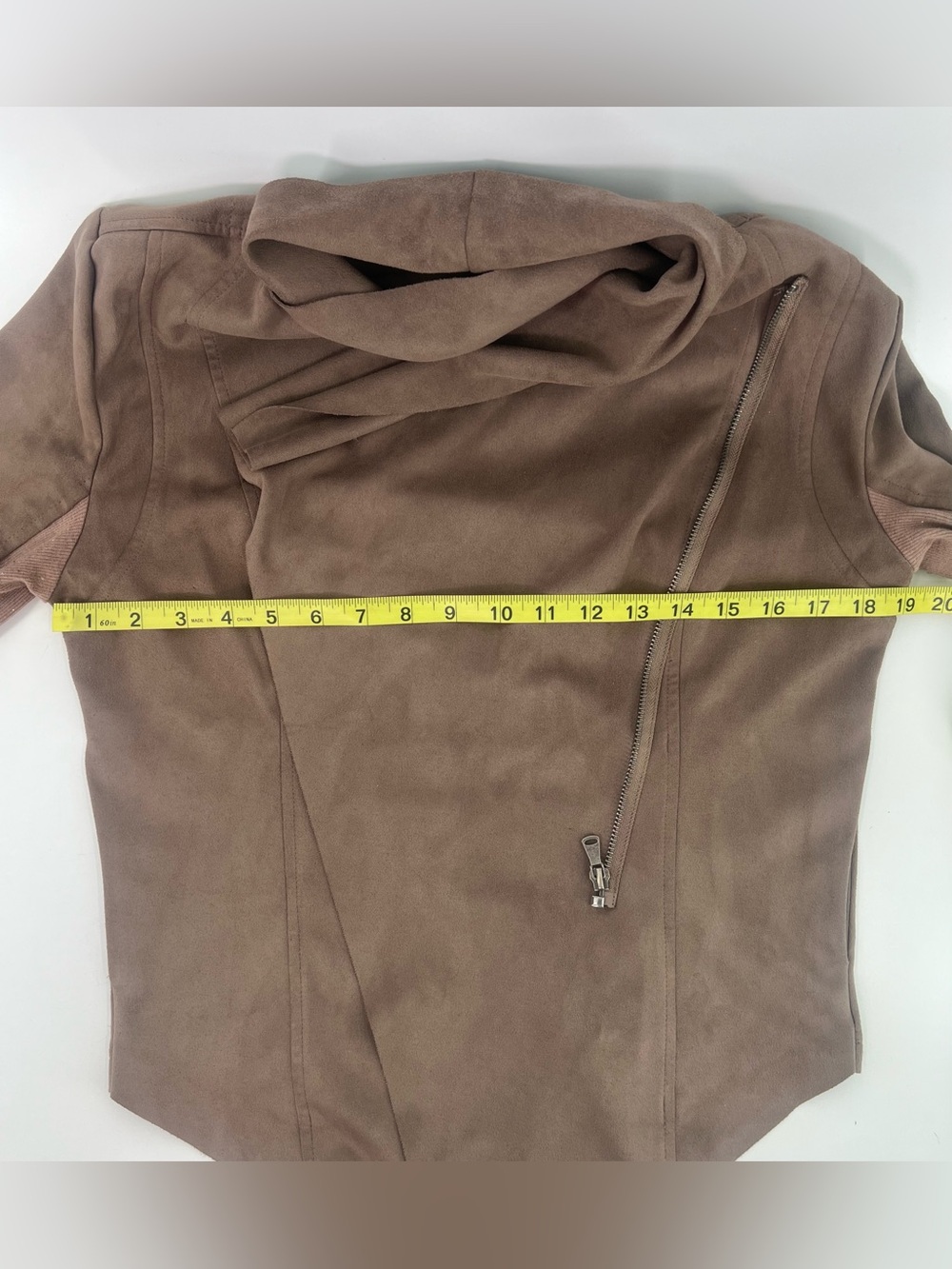 Vigoss Taupe Faux Suede Asymmetrical Lightweight Moto Zip Jacket M Medium - Picture 7 of 9